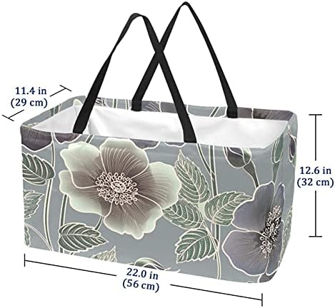 Lorvies Beauty Flower Padrão de Bolsas de Mercearia Reutilizável Cestas de Armazenamento sacos de compras, caixas dobráveis