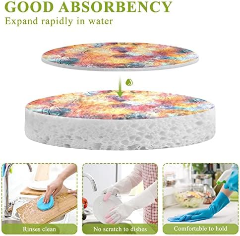 ALAZA Galaxy colorido Mandala Sponge Natural Cozinha Esponjas de celulose Para pratos Lavando banheiros e limpeza doméstica,