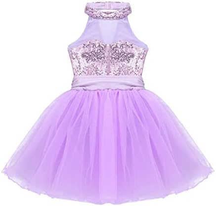 Kvysinly Girls lantejas halter malha de malha balé tutu vestido ginástica dança de dança flauta