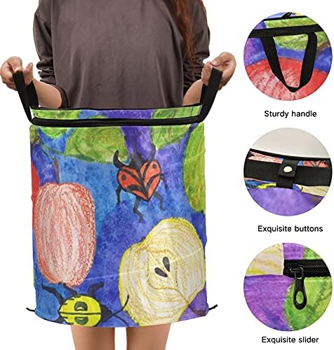 Fruta Purple Background Pop Up Laundry Turme com tampa de cesta de armazenamento dobrável Bolsa de roupa dobrável para camping