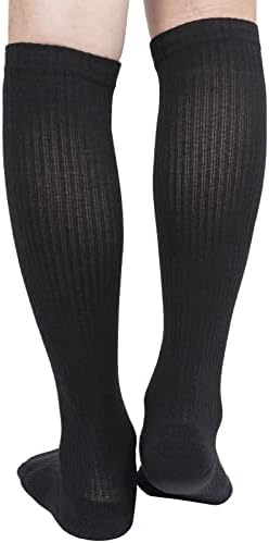 Meias de compressão de algodão Athlemo 4Pairs para homens e mulheres circulação 8-15mmhg meias altas 10-13 BLK