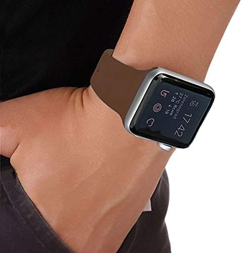 Banda Handygear Compatível com Apple Watch 38 40 41 42 44 45mm, Premium Silicone Strap Metal Back PIN Substituição