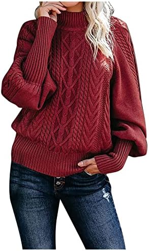 Suéteres femininos de Ymosrh moda casual suéter de cor sólida define o pescoço redondo de suéter quente de mangas compridas