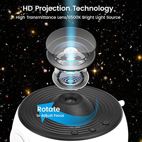 Projector de estrela, projetor de projetor do planetário doméstico Galaxy Projector for Bedroom Night Light Projector for Kids Galaxy Light Projector for Room Decor Projecor de teto 12 HD Slides Gifes de aniversário