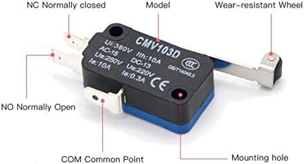 Chave de limite do zthome pequeno interruptor limite cmv103d ue220v 0,3a micro limite momentâneo com sensor limite