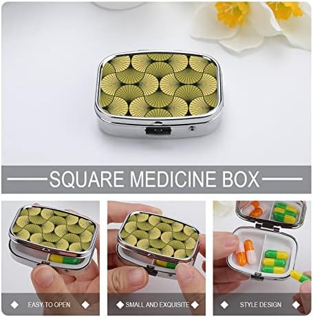 Caixa de comprimidos Art Deco Shell Gold Gold Black Square Medicine Tablet Case portátil Pillbox Vitamin Container