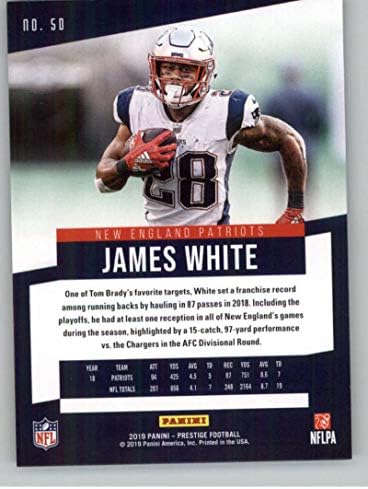2019 Panini Prestige 50 James White New England Patriots NFL Football Trading Card