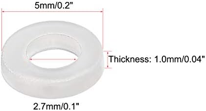 arruela isolante de uxcell, 100pcs 2,7 x 5 x 1,0 mm White Vulcanized Plastic Washer, junta de isolamento para placa -mãe