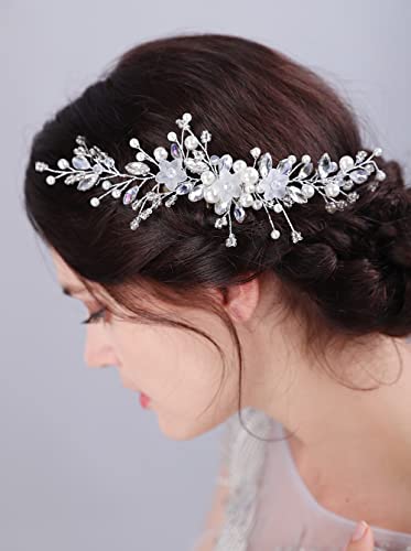 JWICOS Bride Hair Hair Pear Pearl Cabelo Acessórios para Cabelo Flor Flor Wedding Late para mulheres e meninas
