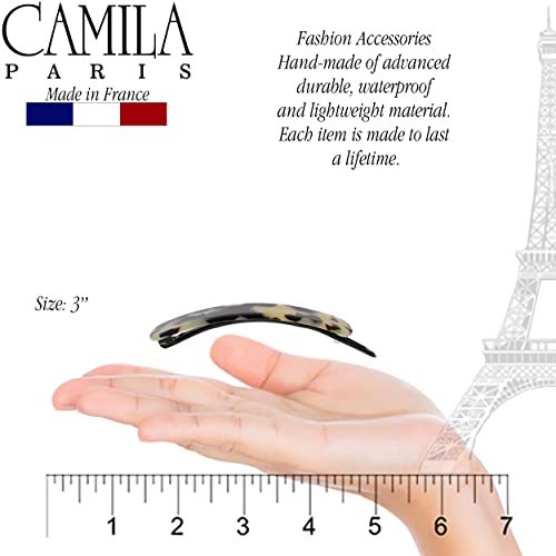 Camila Paris CP3360 Clipe de Barrette de Cabelo Francês para Meninas, Artigo Handmado, Tóquio Branco, Fechamento Forte de Hold