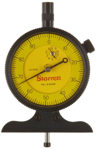 Starrett 640mrjz 640m Série Diale Depth Medange, tipo indicador, faixa de 0 a 10 mm, graduação de 0,01 mm, movimento reverso,