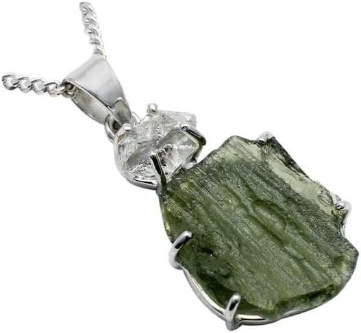 Moldavita tcheco crua, Herkimer Diamond 925 Solid Sterling Silver Handmade Pinging