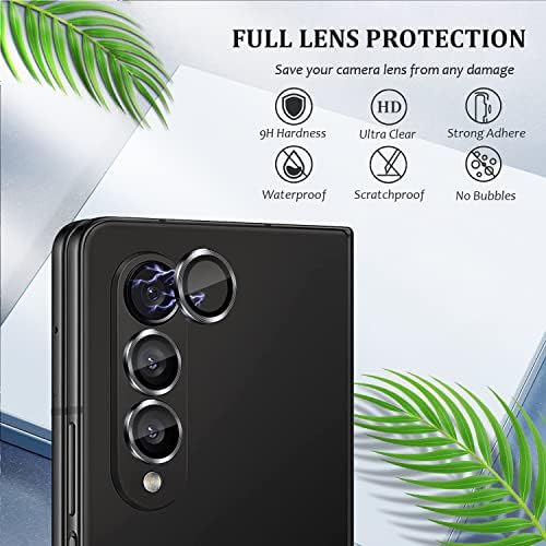 Protetor de lente da câmera porolir para Samsung Galaxy Z Fold 4, Metal Ring Individual 9H Tampa de proteção à câmera