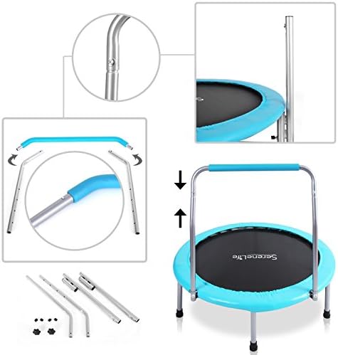 Serenelife de 36 polegadas de fitness trampolim - trampolim esportivo para uso interno e externo - trampolim cardio de salto redondo profissional - seguro para criança com tampa de estrutura acolchoada e guidão