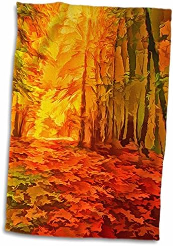 3d Rose vibrante tons de folhas de outono em uma toalha de mão com tema de outono, 15 x 22