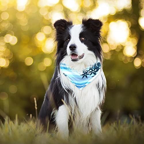 Bandanas de cães ajustáveis ​​2 peças, listras azuis Flor Floral Soft Leftchief para Pet Daily Desgas