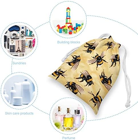 Honey Bees Canvas de armazenamento Bolsa de armazenamento reutilizável Saco de bolsa de cordas de cordão para viagem para viagens em casa