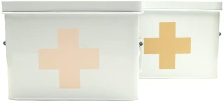 Blush, Bush Retro esmaltado caixa de primeiros socorros para armazenamento de medicamentos e decoração de casa com tampa