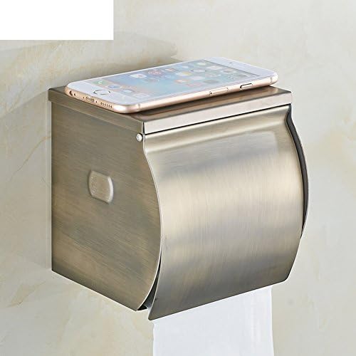 Suporte do rolo do vaso sanitário, caixa de papel antigo de papel higiênico para banheiro aço inoxidável, bandeja de rolagem fechada-