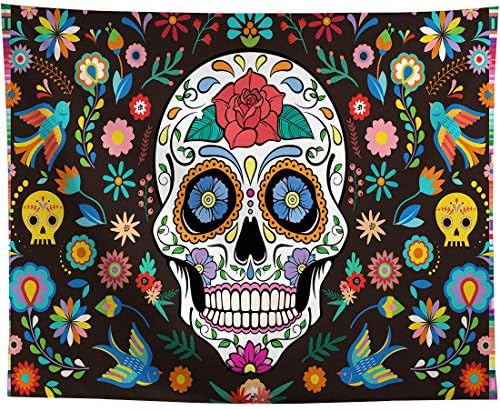 Allenjoy 10x8ft Dia do cenário morto para o mexicano Fiesta Sugar Skull Flowers Photography Background Dia Los Muertos Festas de aniversário