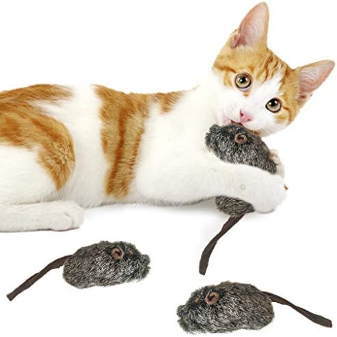Hamsters de pelúcia de SunGrow Squeaky para gatos, mastigações de pegadinhas para gatinhos divertidos interativos, esconder