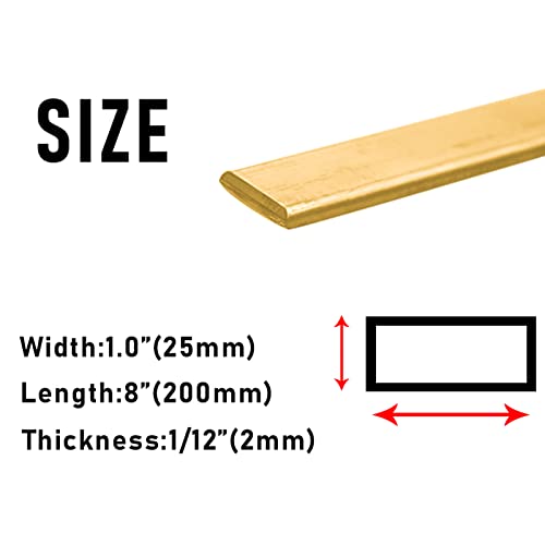 Tynox 1/12 x 1 x 8 barra plana de latão, calibre de calibre 12 caldo de metal para modelos, artesanato, reparos, elétrica