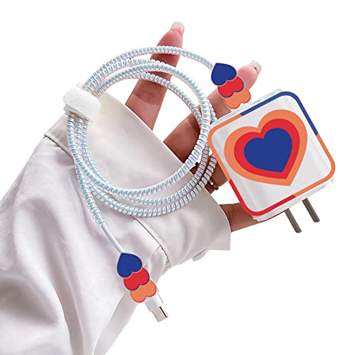 Adorável protetores de cabo de telefonia DIY Conjunto para iPhone 13 12 11 Pro x carregador com design colorido de coração
