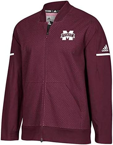 Adidas Mississippi State Bulldogs NCAA Men's 2018 Logo Sidelin Maroon Full-Zip Squad Bomber Jacket