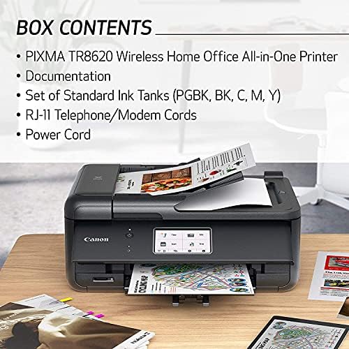 Canon All-in-One Impressor Copier Scanner Fax Fax Document Feeder e Printing AirPrint e Android Printing + Bônus Conjunto