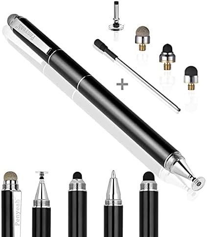 Penyeah caneta capacitiva com escrita de caneta de esferografia, [4-in-1] canetas de caneta multifuncional para telas de toque, caneta