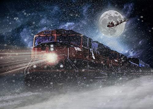9x6ft Polar Express Express Faculdade de Festa com Festa de Vinil Decoração de Lua de Vinil Vinil Sledge Snowflake Penmopografia de