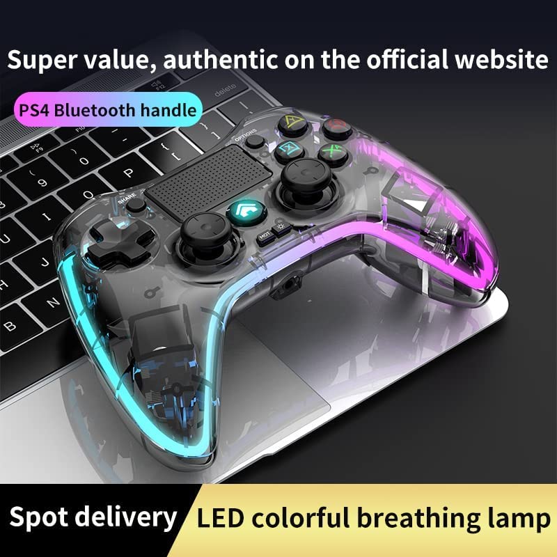 QJYLSFSF Controlador sem fio compatível compatível Witch PlayStation 4 / PS4 Pro / PS4 Slim, com iluminação LED ajustável de 8 cores,