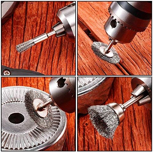 24 peças Aço inoxidável e escovas de arame de latão Kit de escova de caneta de copo de roda kit de acessório para polimento para ferramentas rotativas de drenagem moedor