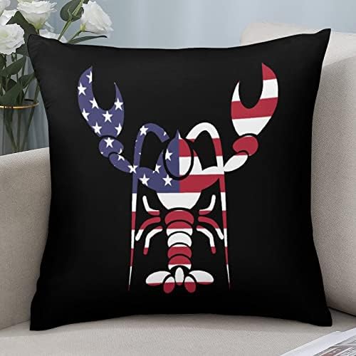 Capas de travesseiro de lagosta da bandeira americana com almofadas de travesseiro quadrado com zíper protetor para sala de estar de sofá de cama