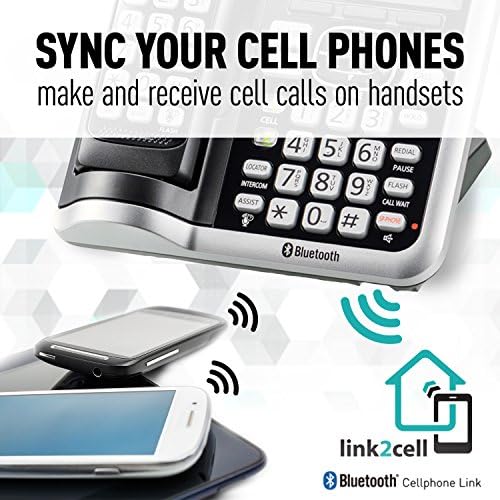 Panasonic link2cell Bluetooth Mordless Sistema de telefone com assistente de voz e link2Cell Bluetooth Morcentless System com assistente de voz, bloco de chamadas e máquina de atendimento