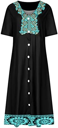 Vestido casual do botão feminino boho estampa de flor midi vestidos damas camisa de manga curta vestido de barriga de pele solta