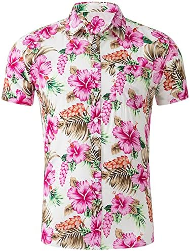 2023 nova camisa quente de praia de praia curta de algodão masculina camisa havaiana Flores impressas Casual aloha havaiano