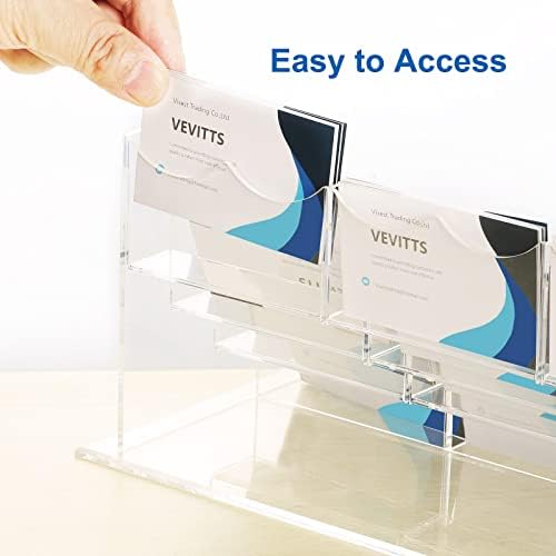 VEVITTS Business Acrylic Card Holder Display Para mesa, 12 slots 4 camadas com cartão de visita de acrílico múltiplo, detém aproximadamente 600 cartões