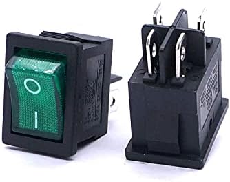 TWRQA 10PCS AC 250V/6A, 125V/10A ， ON/OFF DPST 4 PIN 2 Posição Mini Rocker Switches Switch Snap Snap