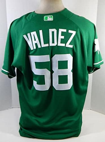 Detroit Tigers Jose Valdez #58 Jogo emitido Green Jersey St Patricks 48 895 - Jogo usado MLB Jerseys