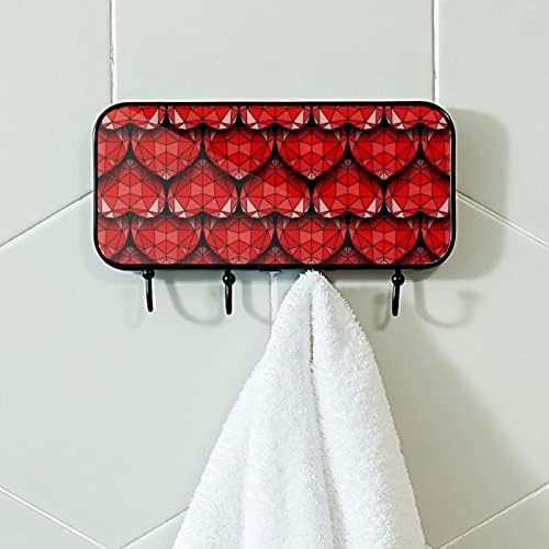 Toalheiro Montado com o towel Rack Decoração de banheiro decoração de roupão de banheira Roupa de casaco vermelho corações geométricos de Bath Bath Patterl Red Bath Hanger Organizador