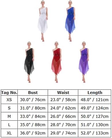 Traje de dança lírica feminina de Odasdo Morden Contemporary Dancewear One ombro Mesh Mesh Tulle Flowy Leotard Dress