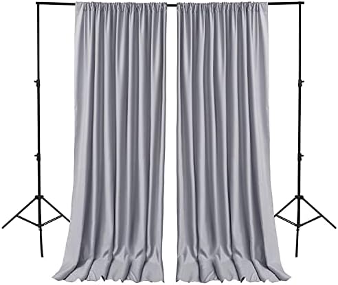 Cortinas de cenário cinza de prata hiasan para festas, cortinas de pano de fundo de poliéster para reuniões de família, decorações