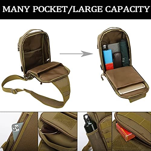 Bolsa de ombro tático de Valinov, mochilas Molle ombro, mochila de mochila de esteira militar com porta de carregamento USB