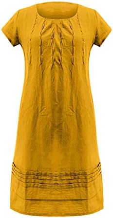 Mini vestidos de Miashui para mulheres casuais mangas compridas vestido sólido manga curta dobrar vestido atlético redondo solto para o pescoço para