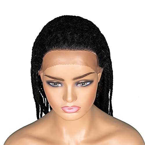 Yadrifa trançada perucas, 18 ”Pure Handmade Lace Box trançado cabelos sintéticos retos perucas dianteiras de renda preta natural