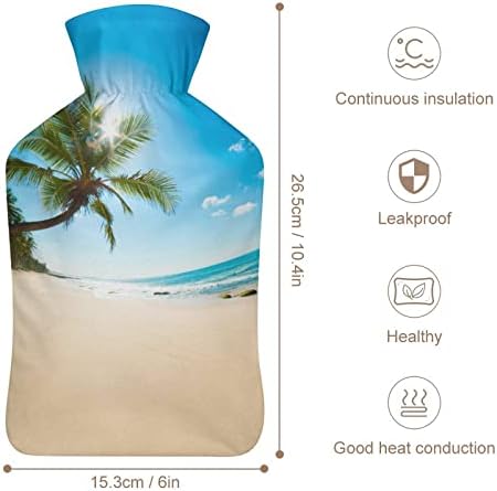 Hawaii Tropical Beach Water Hot Bottle Rubber injeção com cobertura de pelúcia quente para a cama Cólicas menstruais