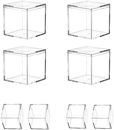 Na caixa de jóias de cubo quadrado de plástico de acrílico transparente