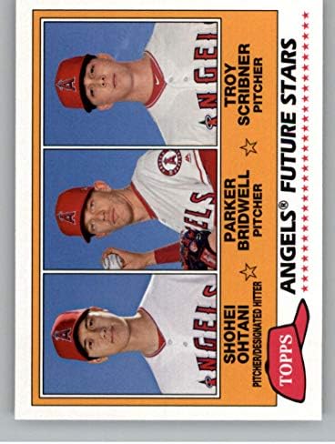 2018 Topps Archives 1981 Topps Future Stars trios #fs-laa Parker Bridwell/Troy Scribner/Shohei Ohtani Los Angeles Angels RC Rookie MLB Baseball Tradin