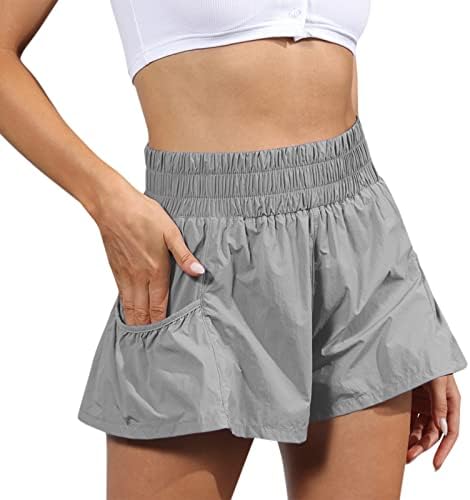 Shorts casuais de verão para mulheres com cintura alta com cintura larga shorts atléticos de cor sólida calças mole com bolsos